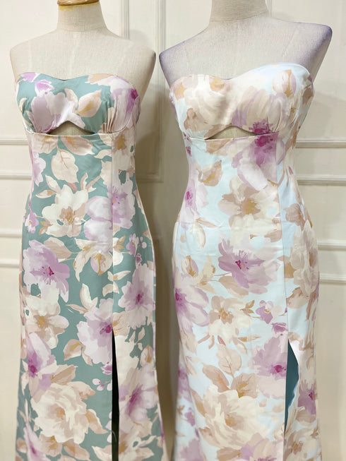 Women Hollow Out Padded Tube Side Slit Dresses